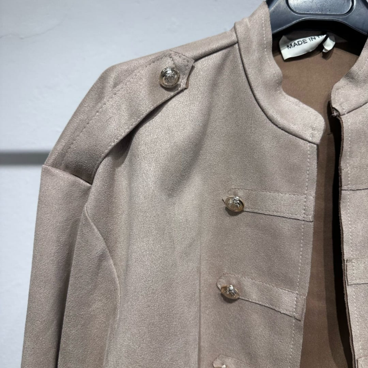 Military Detail Suede Jacket