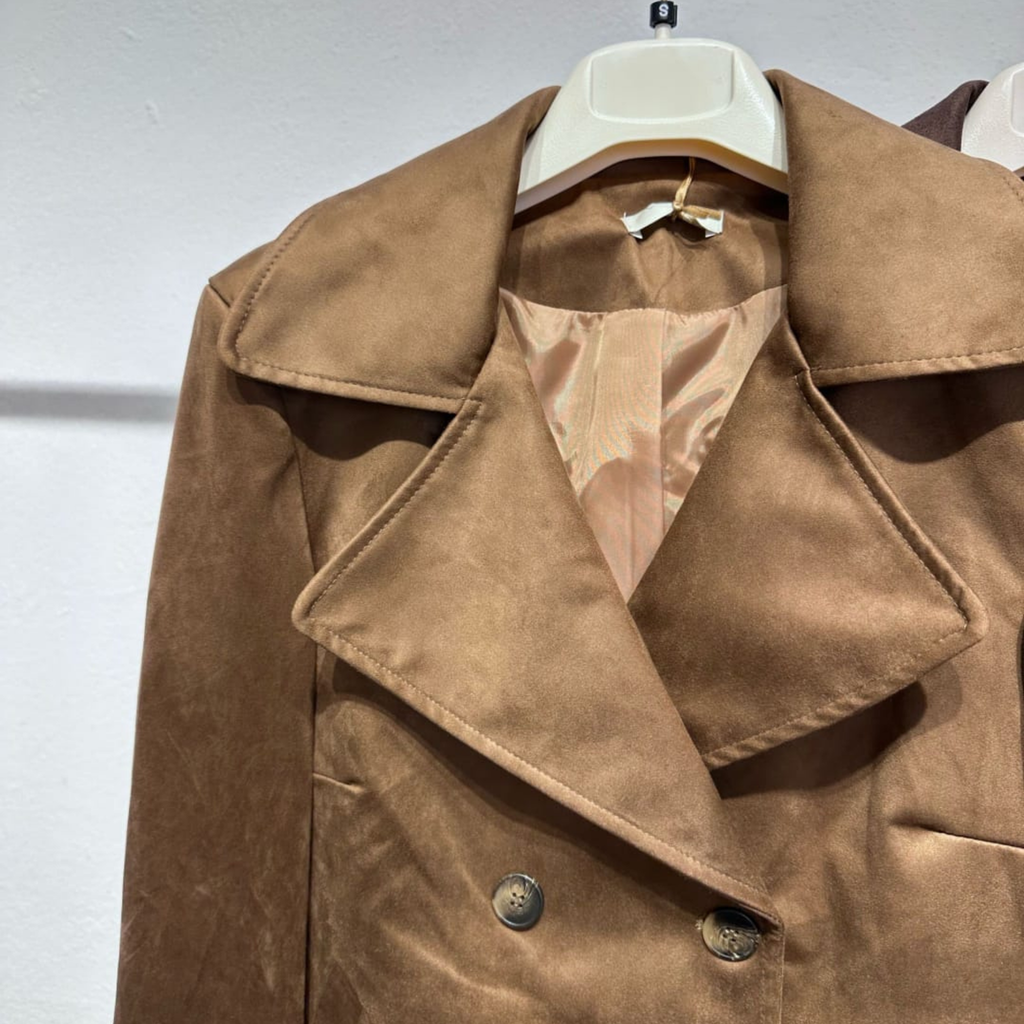 Suede Touch Double-Breasted Jacket