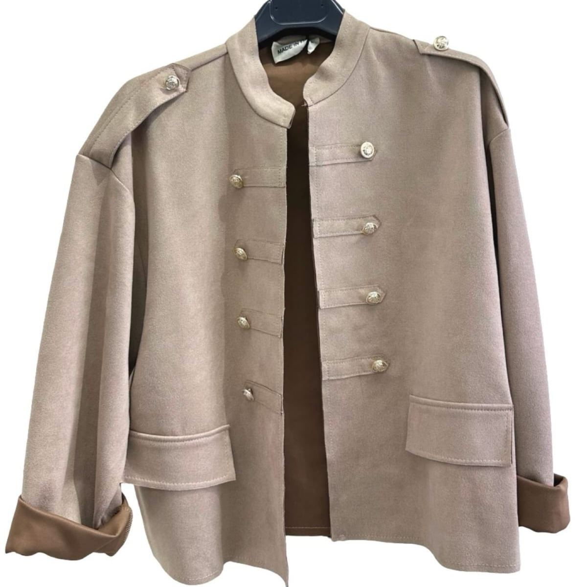Military Detail Suede Jacket