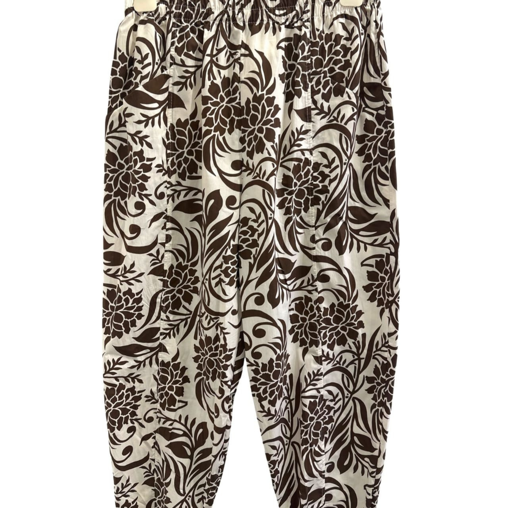 Italian Wide-Leg Floral Print Trousers