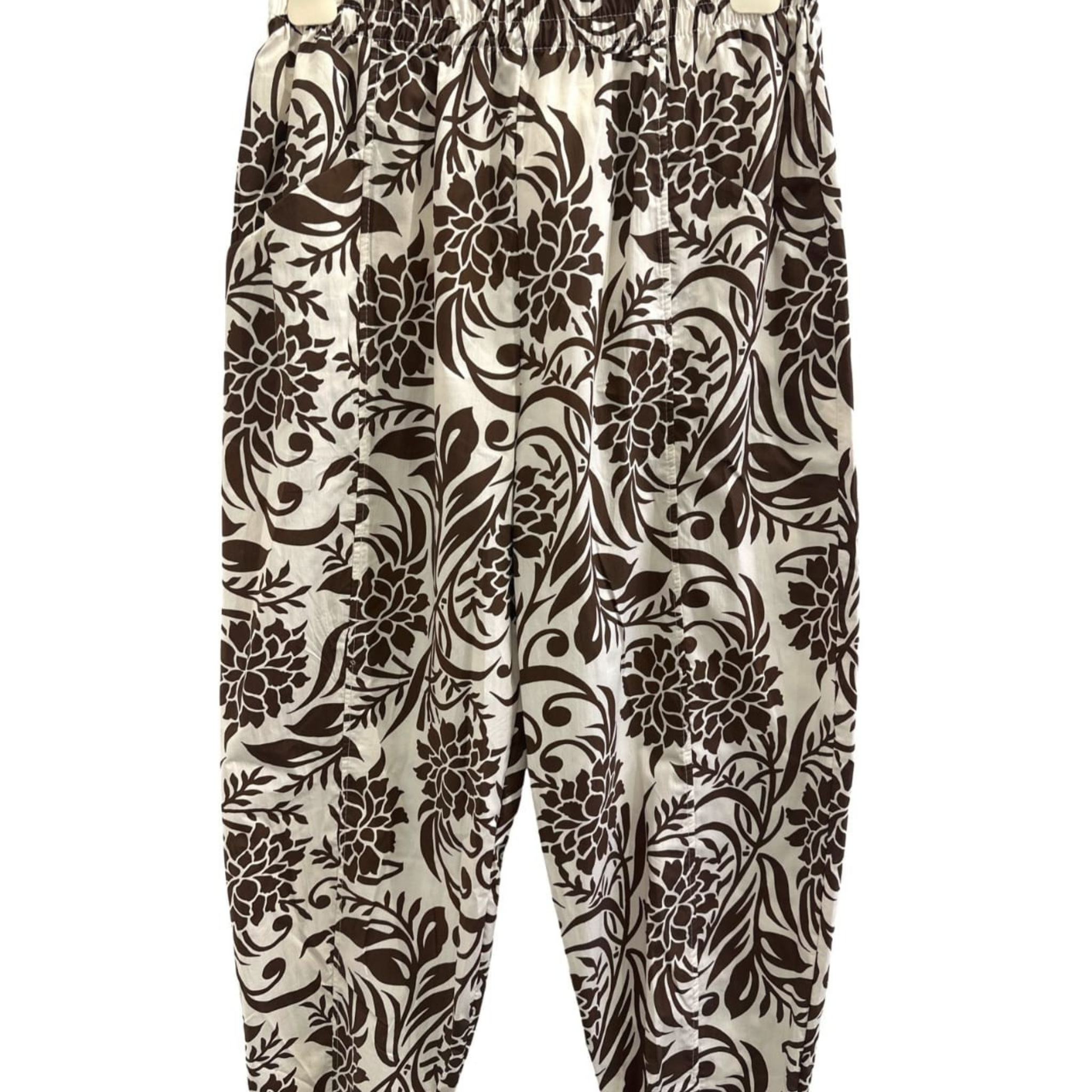 Italian Wide-Leg Floral Print Trousers