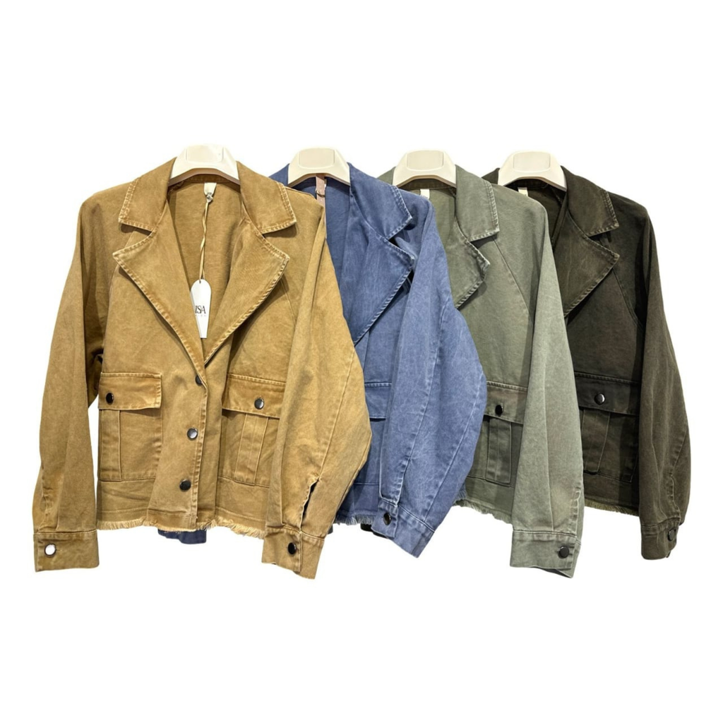 Italian Washed Cotton Utility Jacket
