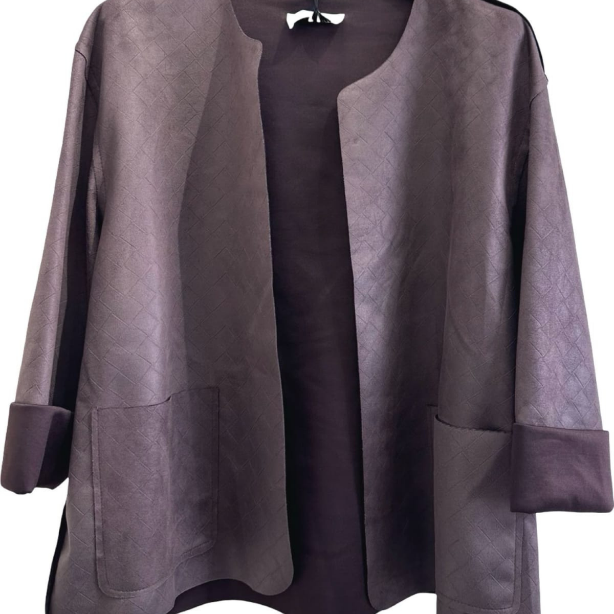 Italian Suede-Effect Open Jacket