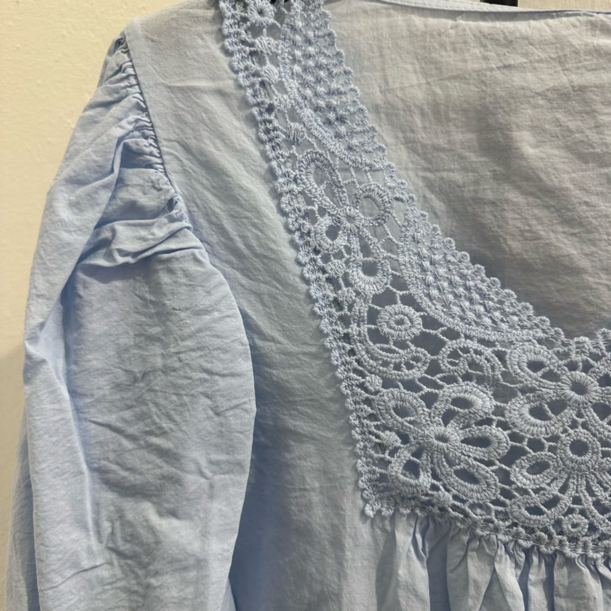 Italian Crochet Lace Yoke Blouse