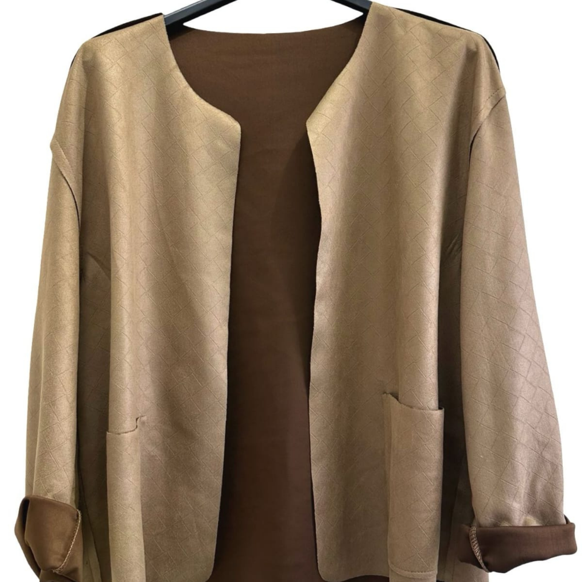 Italian Suede-Effect Open Jacket