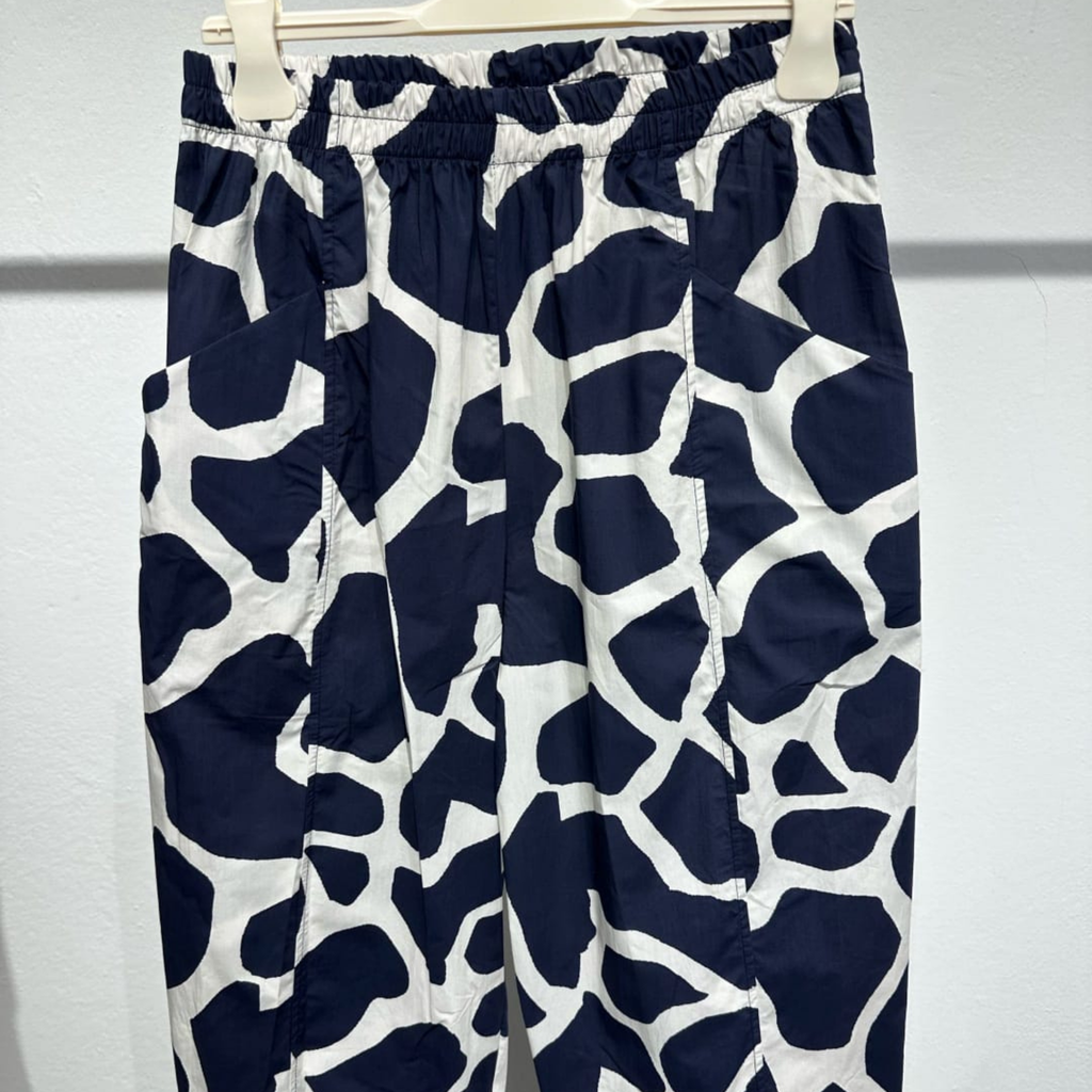 Italian Wide-Leg Giraffe Print Trousers