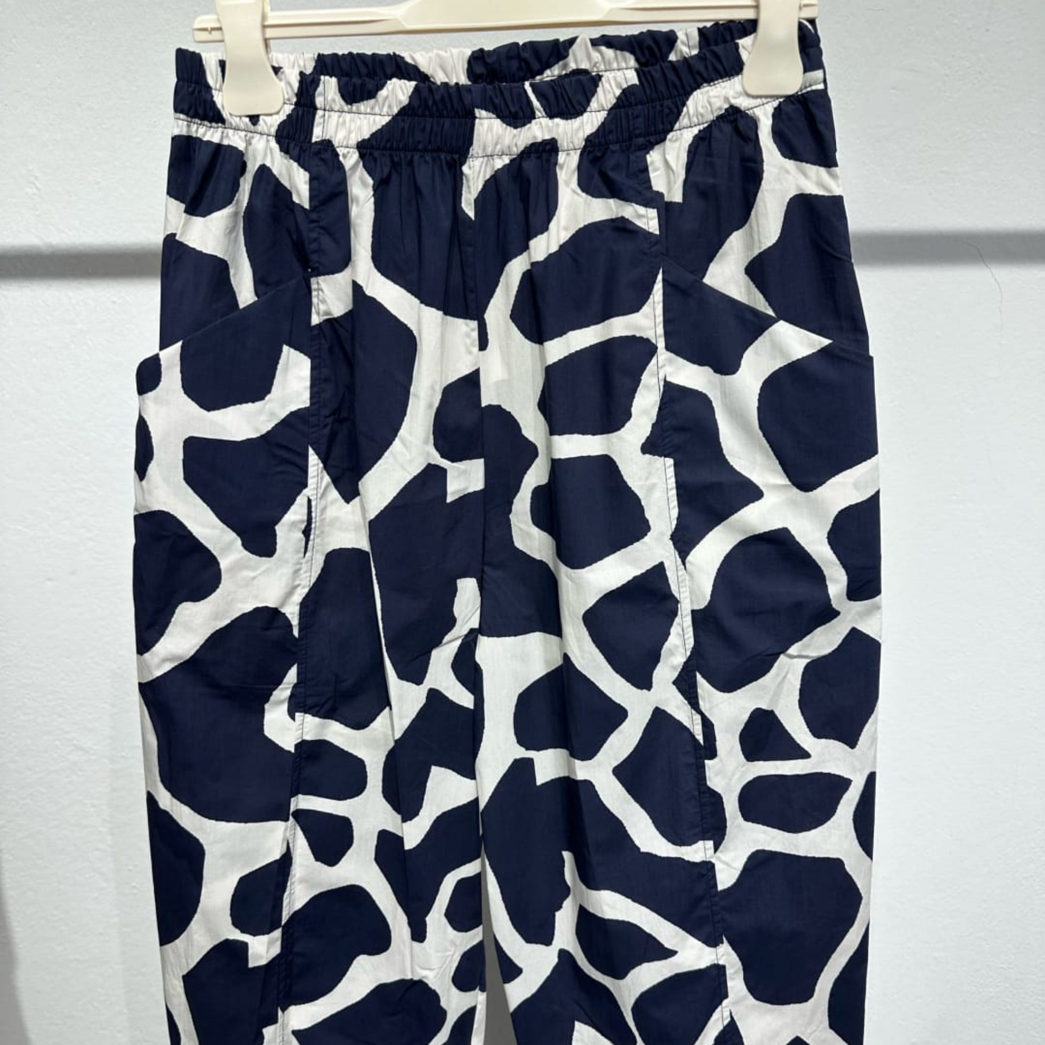 Italian Wide-Leg Giraffe Print Trousers