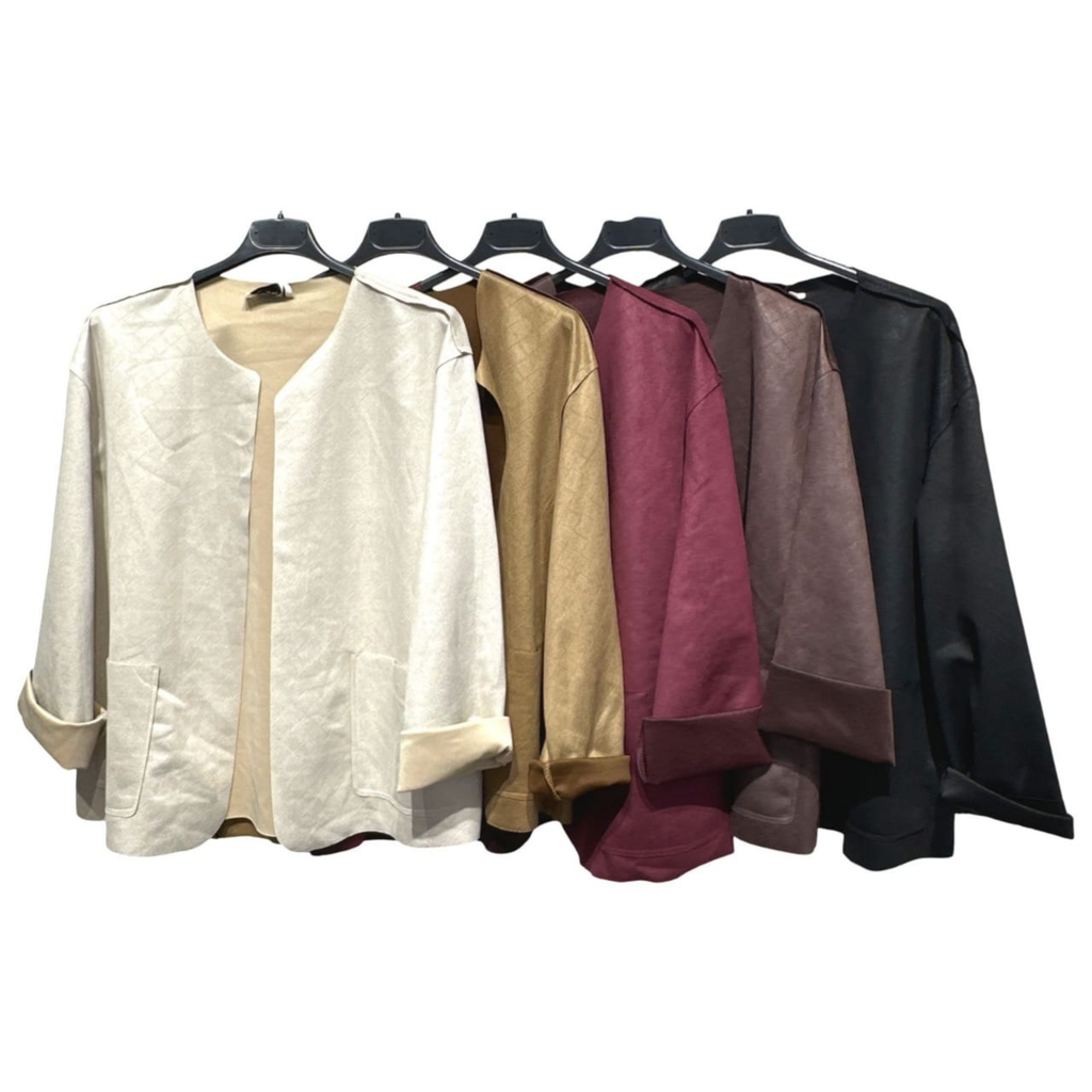 Italian Suede-Effect Open Jacket