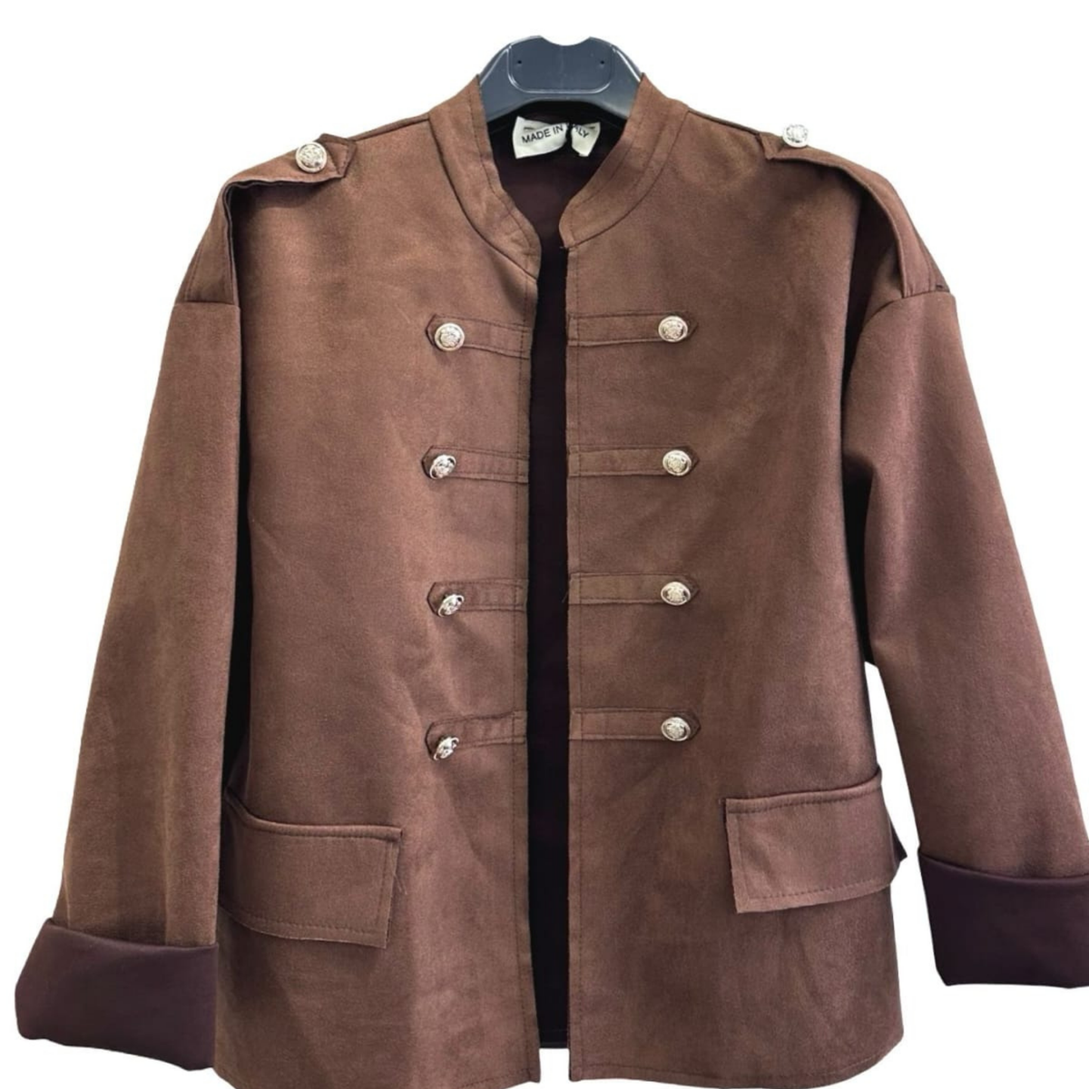 Military Detail Suede Jacket