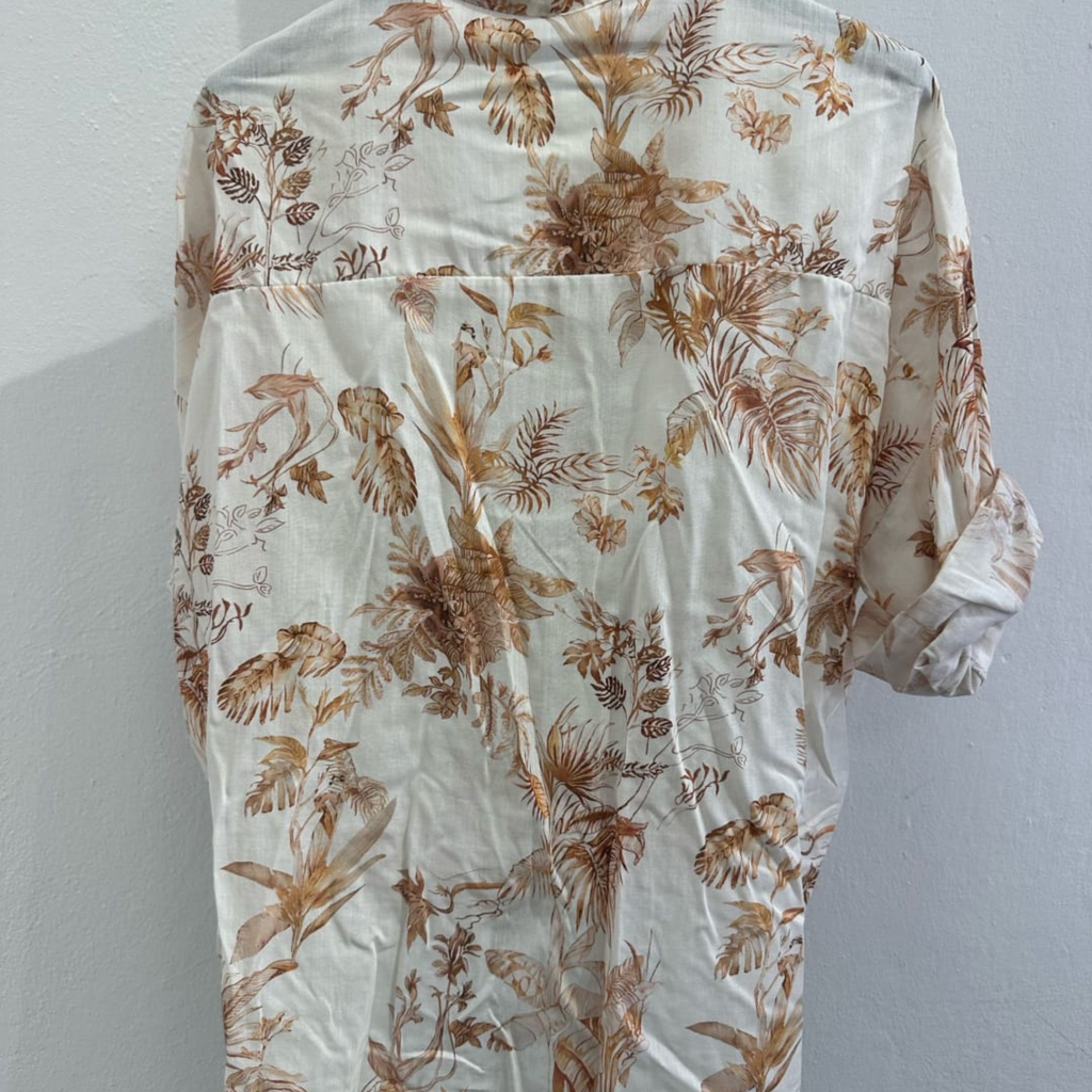 Italian Botanical Print Tie Front Shirt