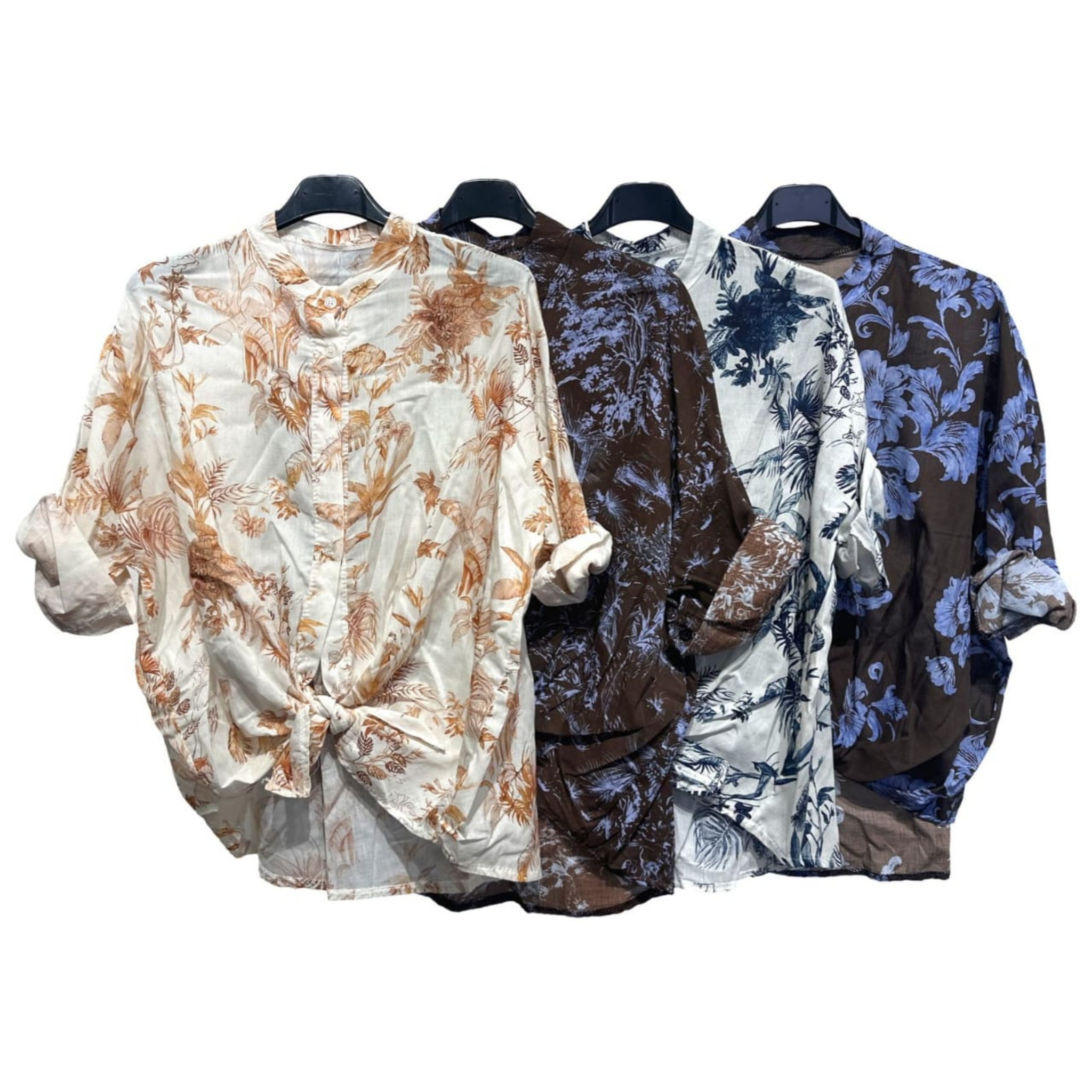 Italian Botanical Print Tie Front Shirt