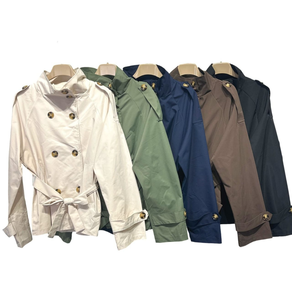 Italian Belted Short Trench Jacket