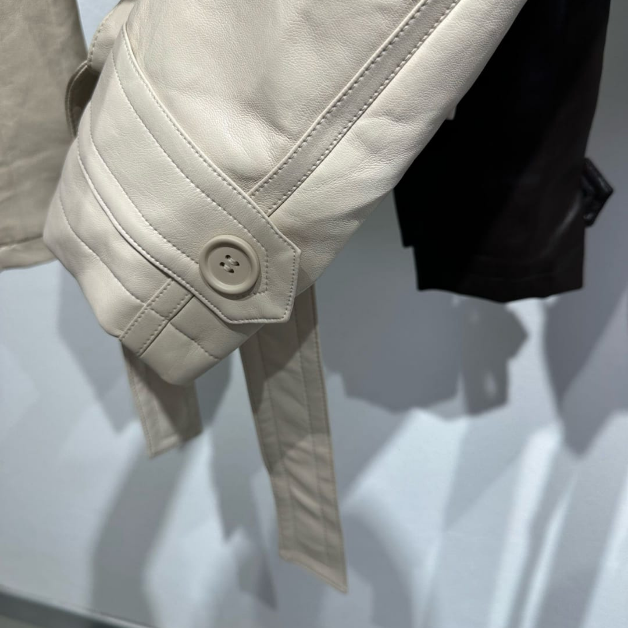 Italian Faux Leather Cropped Trench Jacket