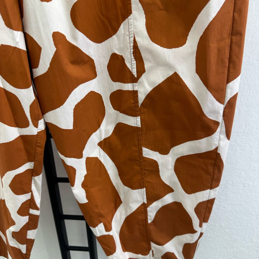 Italian Wide-Leg Giraffe Print Trousers