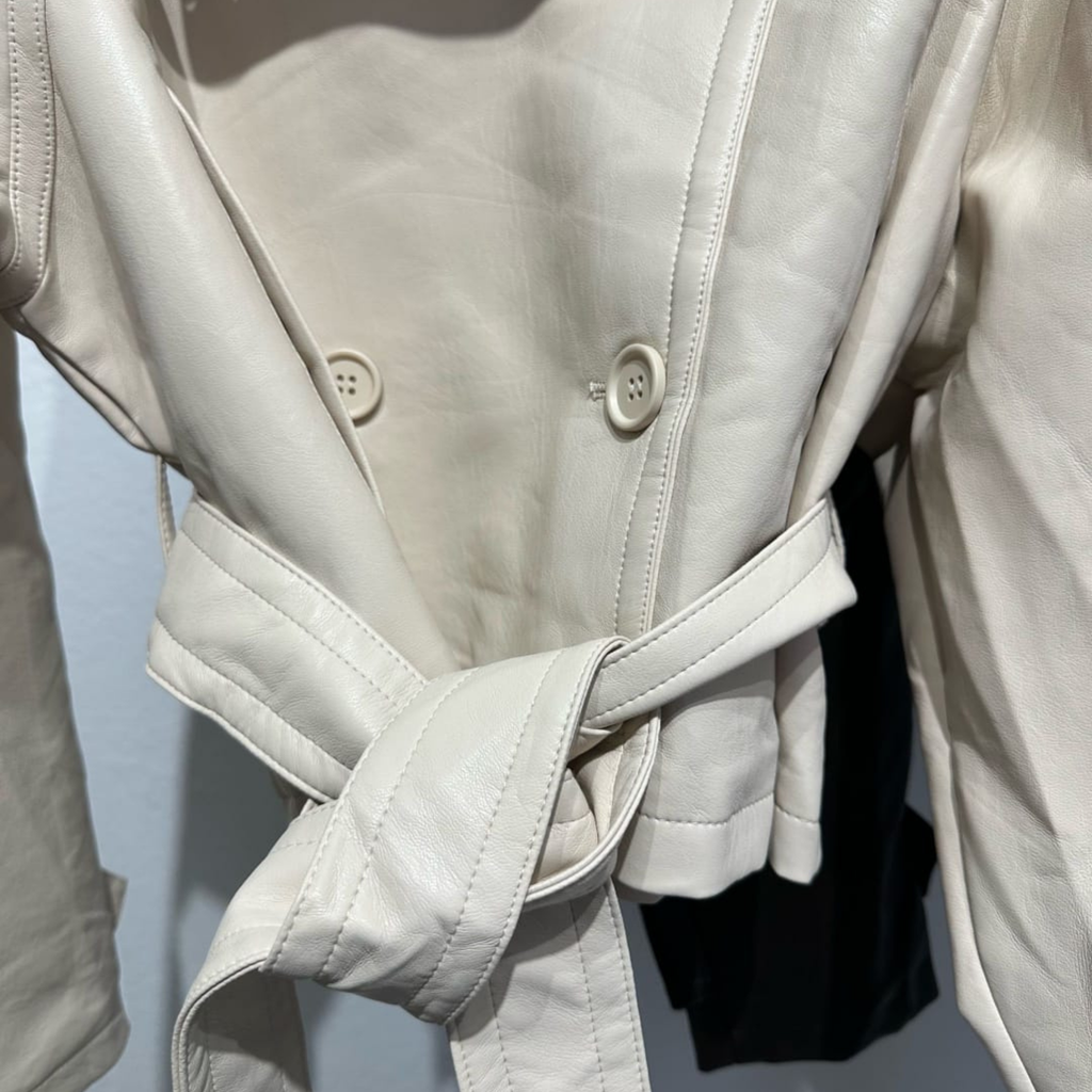 Italian Faux Leather Cropped Trench Jacket