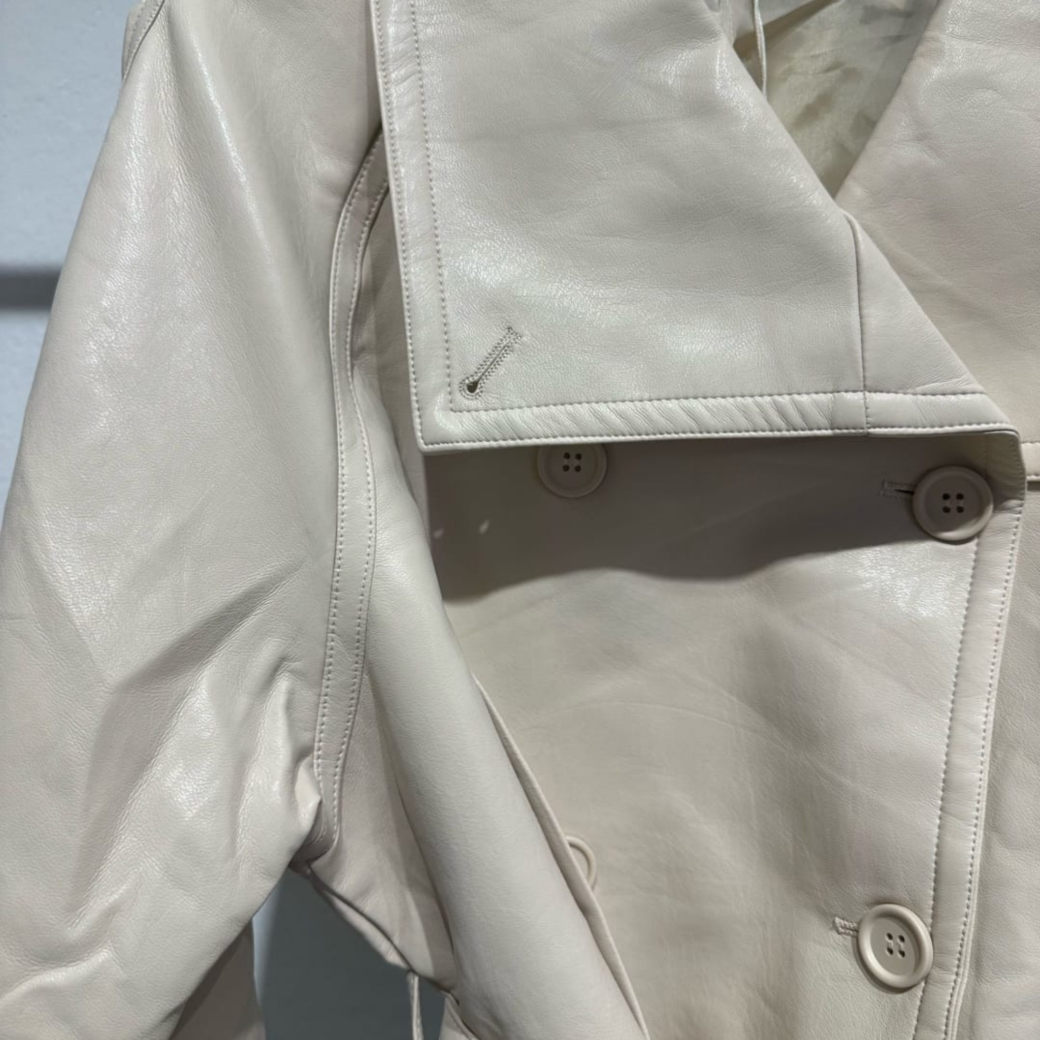 Italian Faux Leather Cropped Trench Jacket