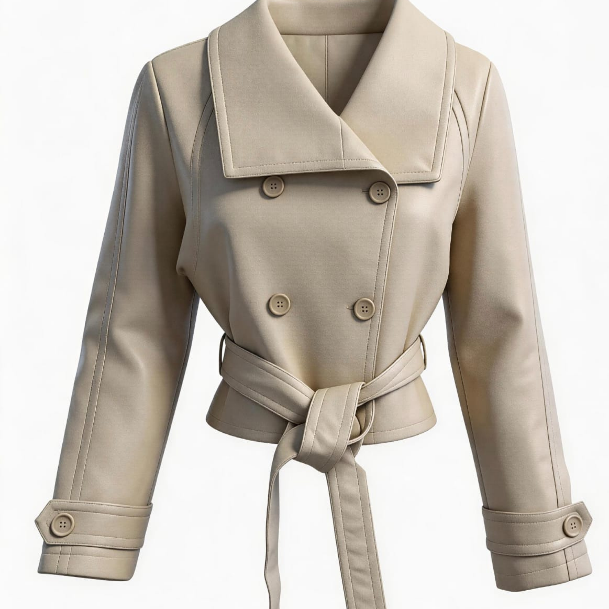 Italian Faux Leather Cropped Trench Jacket