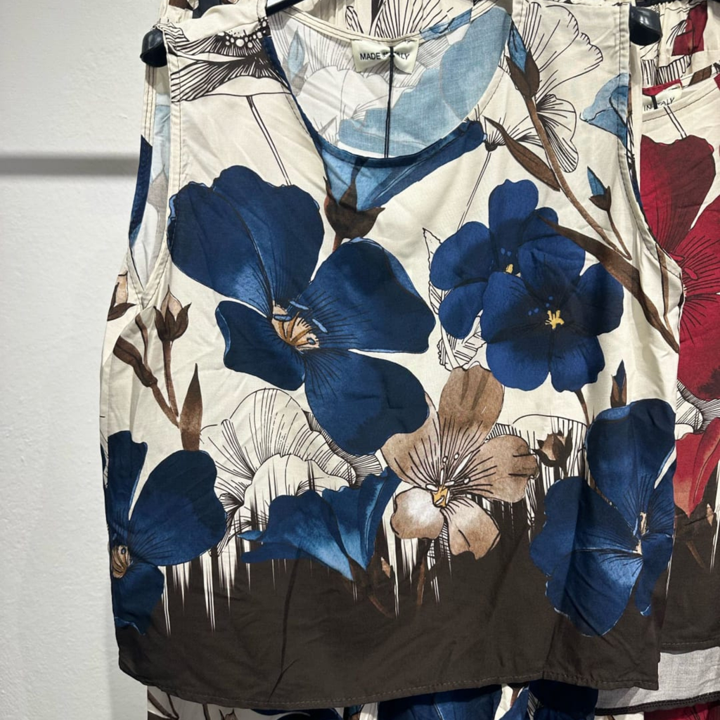Italian Floral Print Sleeveless Top