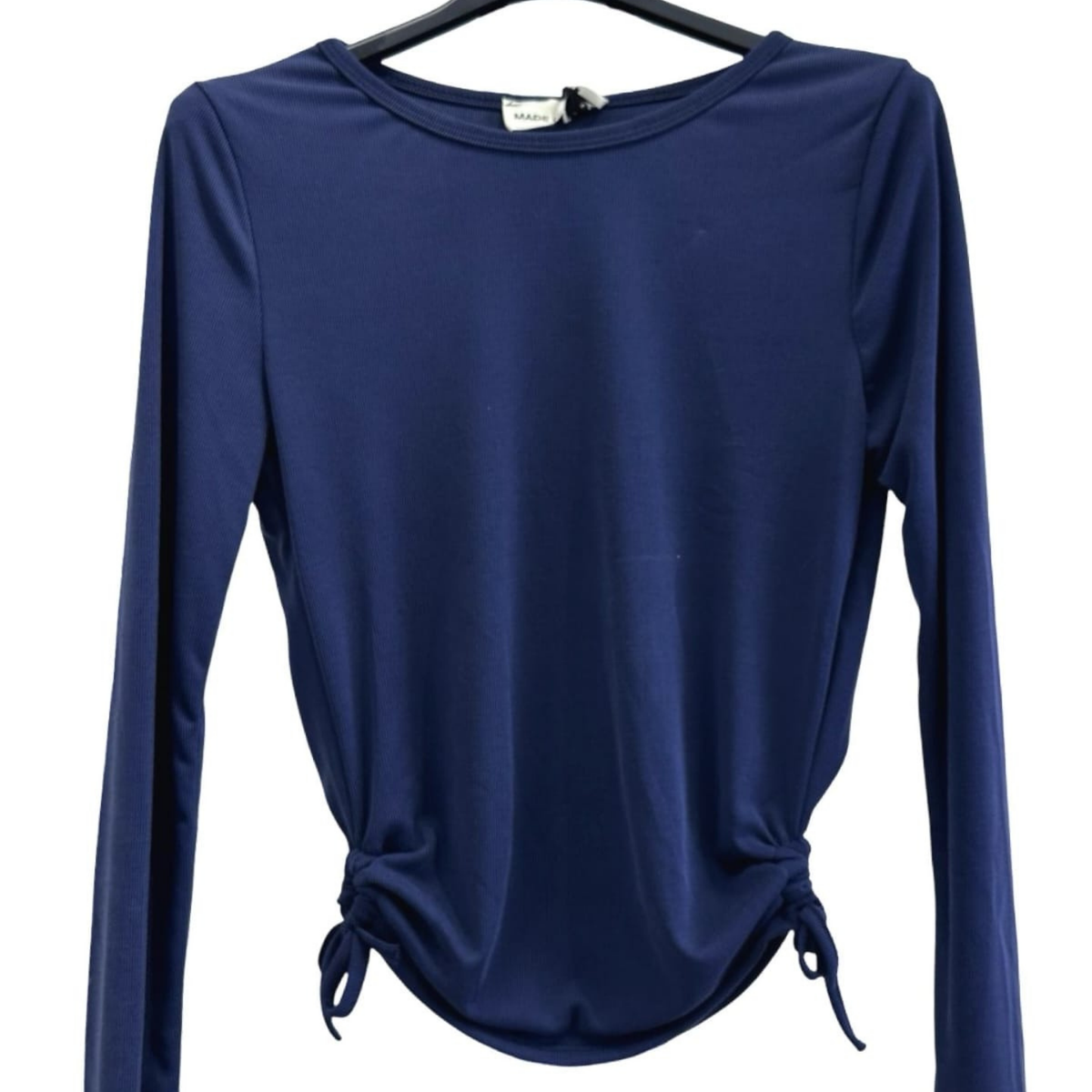 Italian Ruched Side Long-Sleeve Top