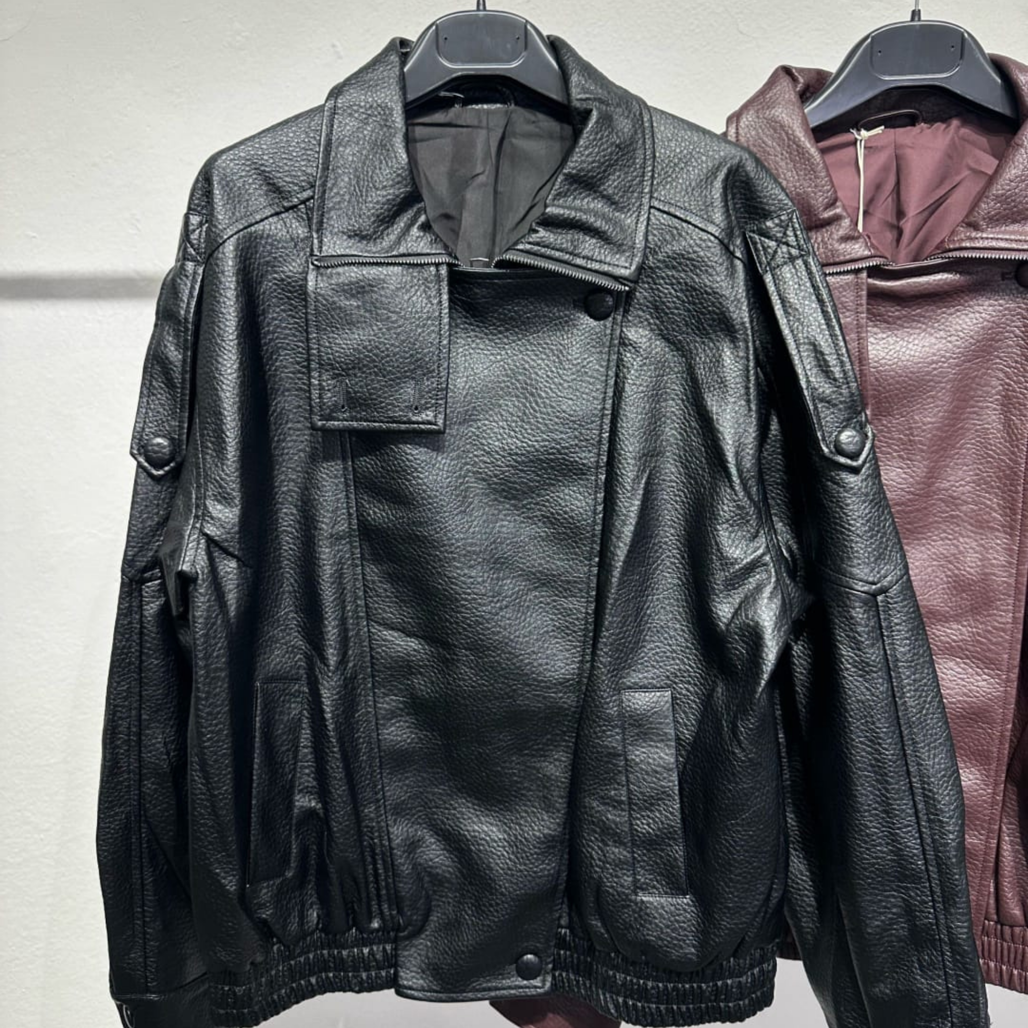 Italian Faux Leather Utility Jacket