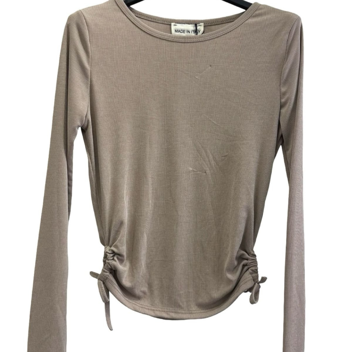 Italian Ruched Side Long-Sleeve Top