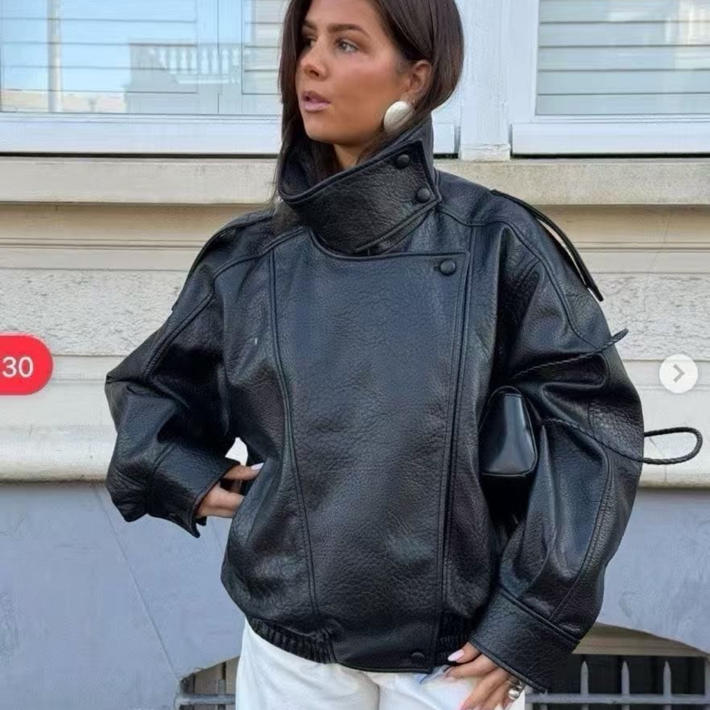 Italian Faux Leather Utility Jacket