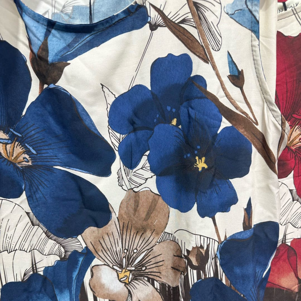 Italian Floral Print Sleeveless Top
