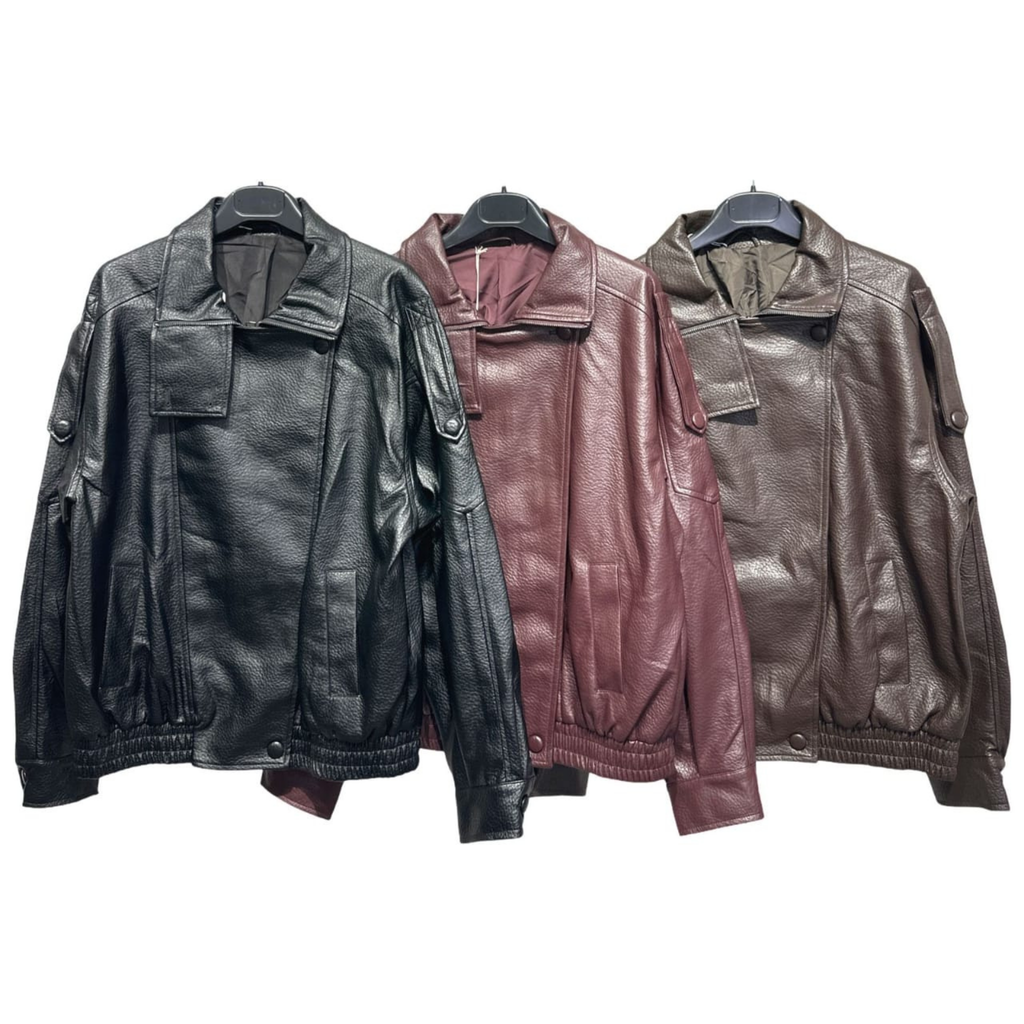 Italian Faux Leather Utility Jacket