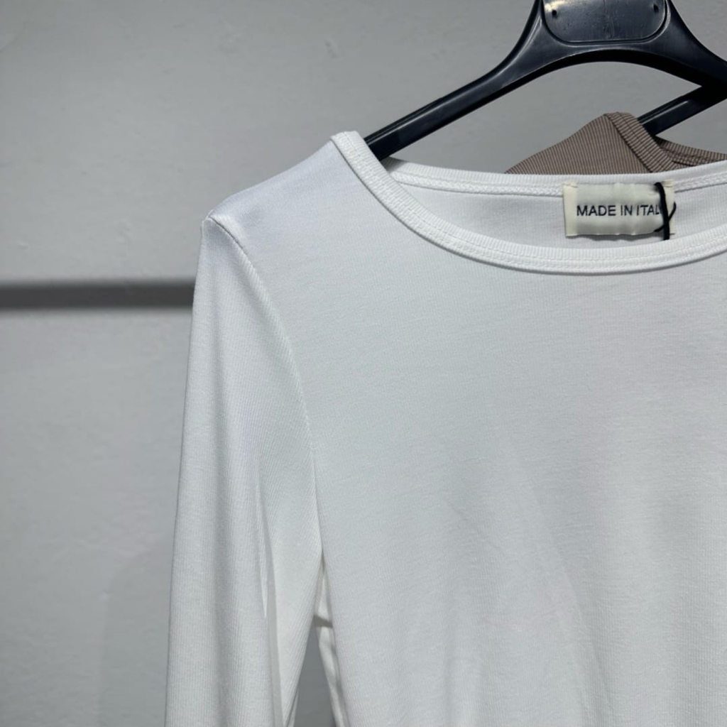 Italian Ruched Side Long-Sleeve Top