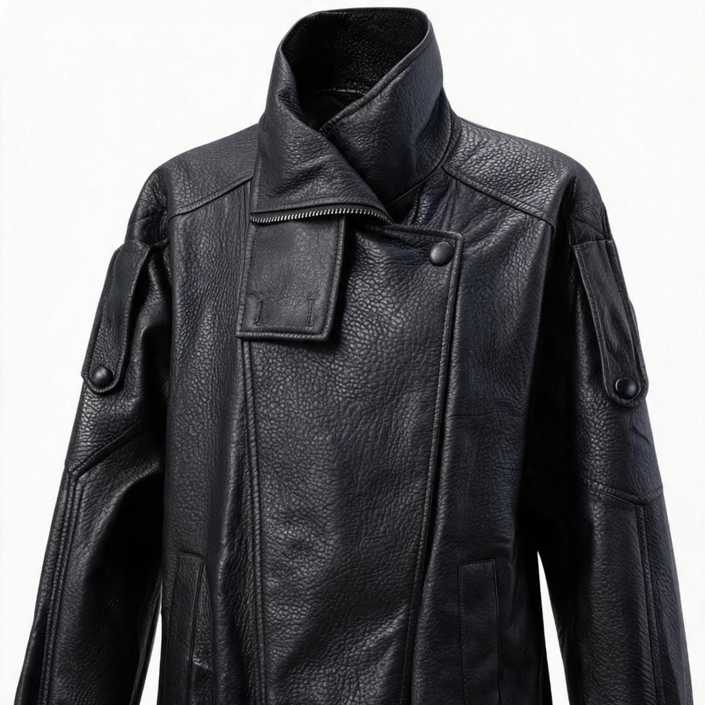 Italian Faux Leather Utility Jacket