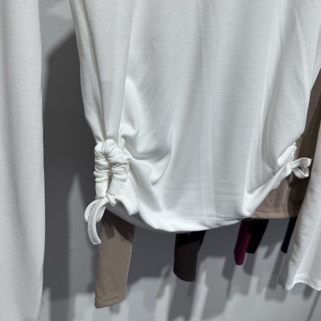 Italian Ruched Side Long-Sleeve Top