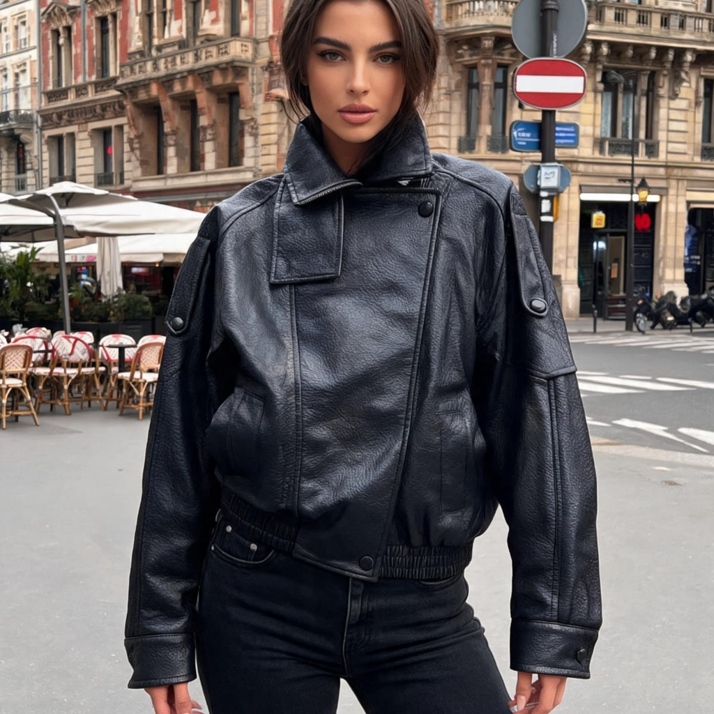 Italian Faux Leather Utility Jacket