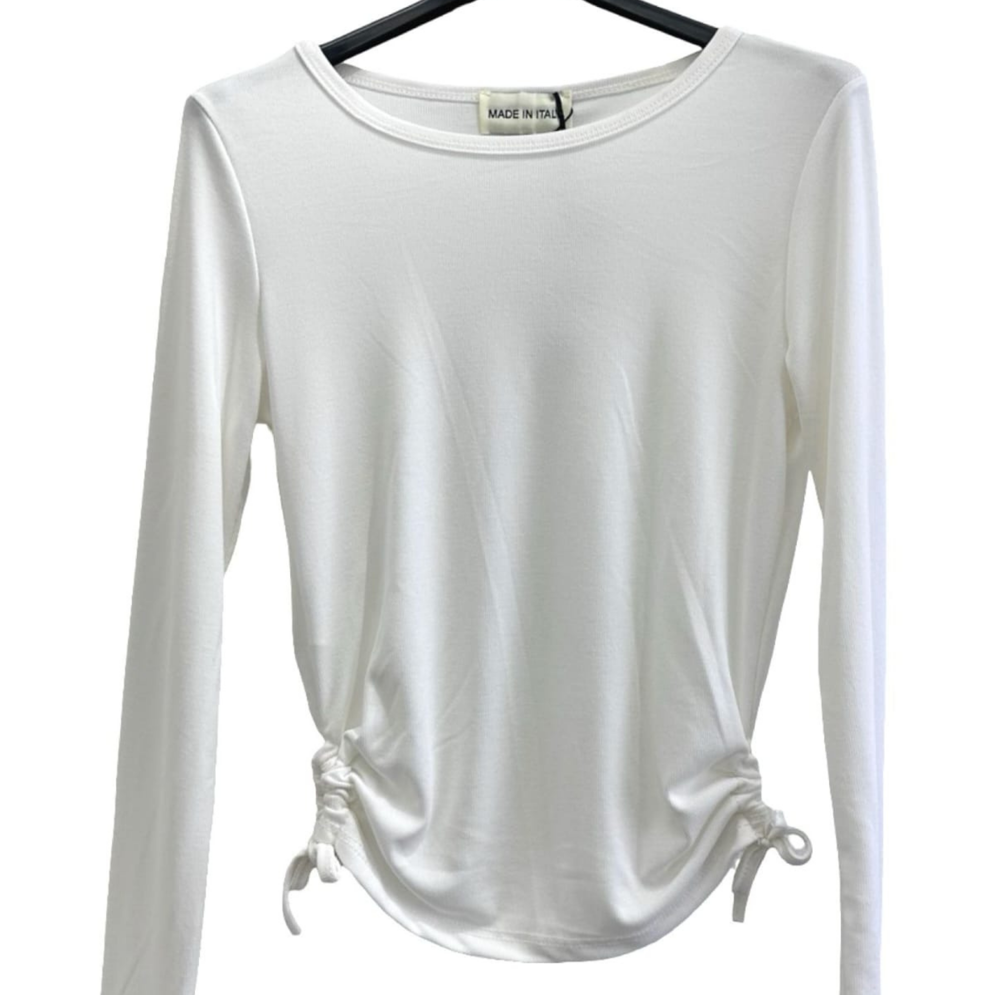 Italian Ruched Side Long-Sleeve Top