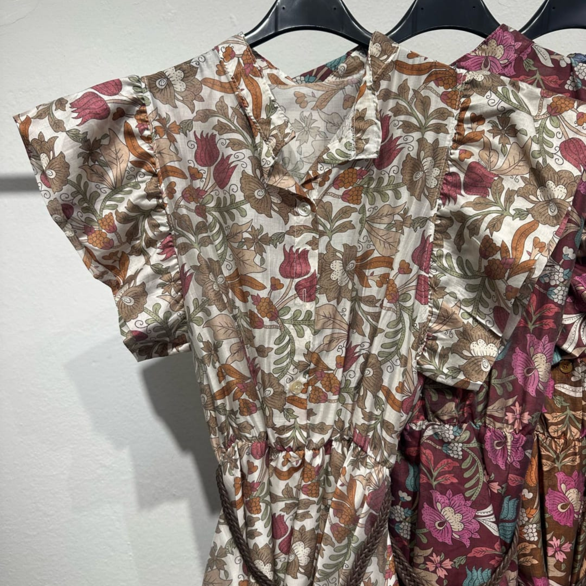 Italian Floral Frill Sleeve Belted Midi Dress