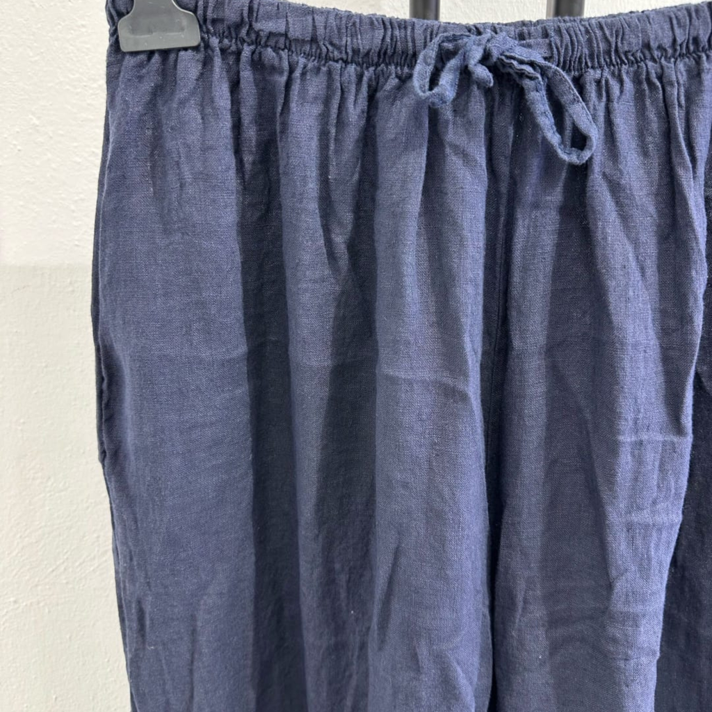 Italian Linen Blend Wide Leg Palazzo Trousers