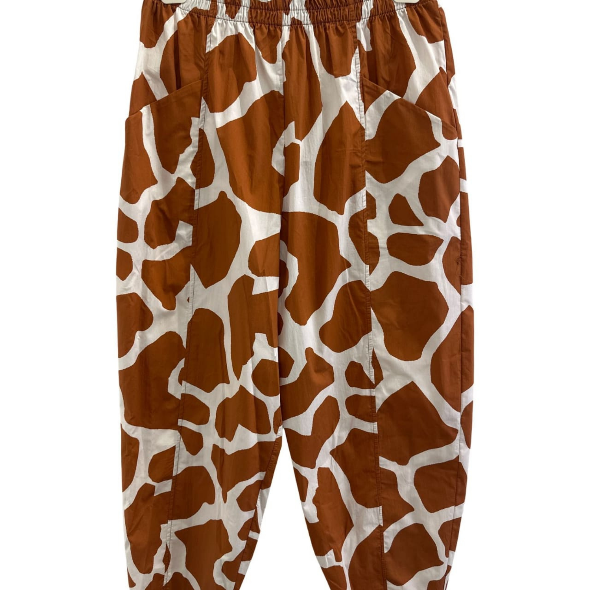 Italian Wide-Leg Giraffe Print Trousers