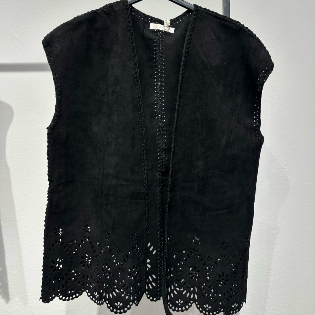 Italian Laser-Cut Suede Look Gilet