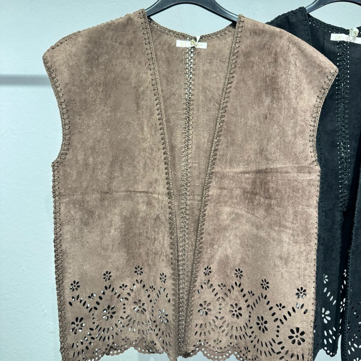 Italian Laser-Cut Suede Look Gilet