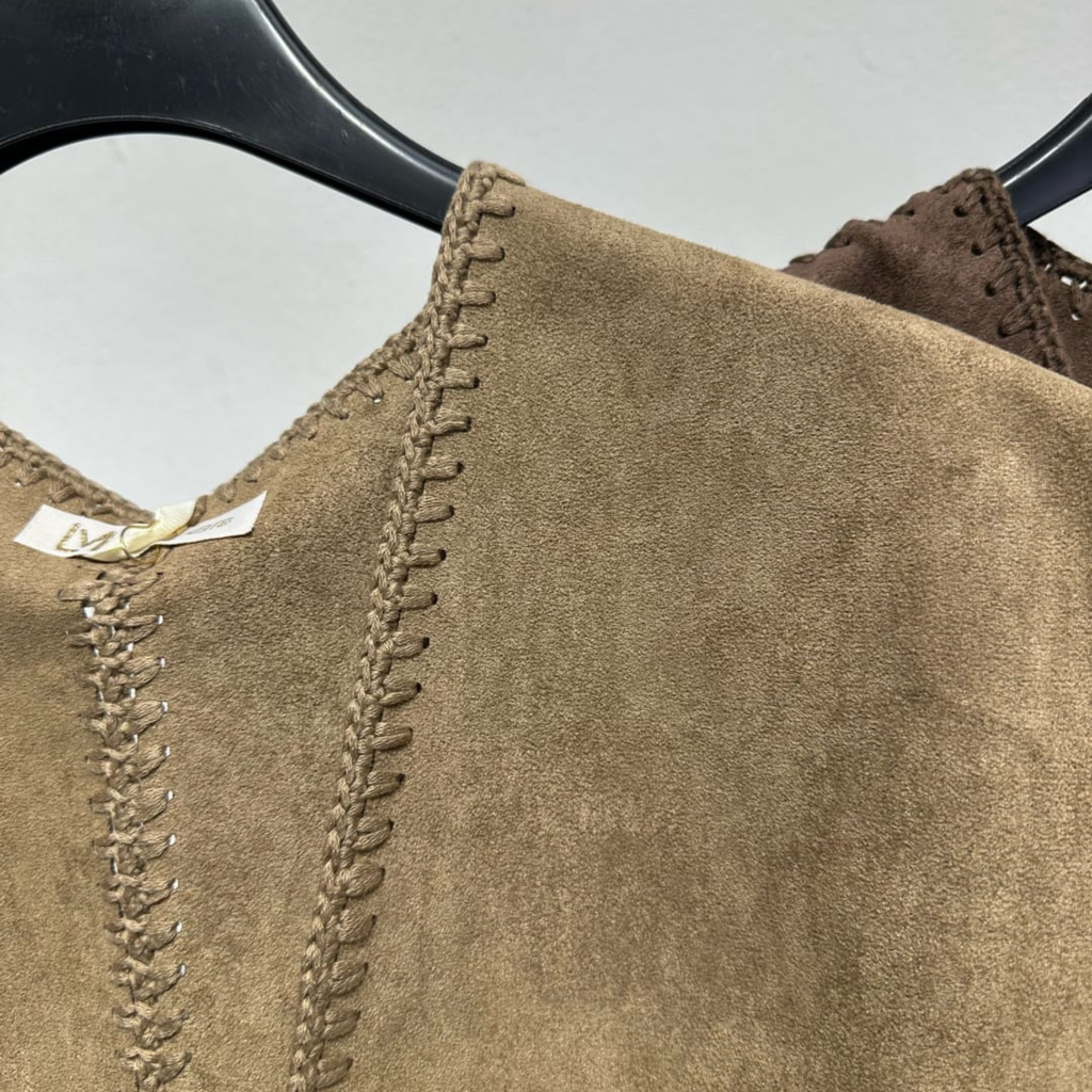 Italian Laser-Cut Suede Look Gilet