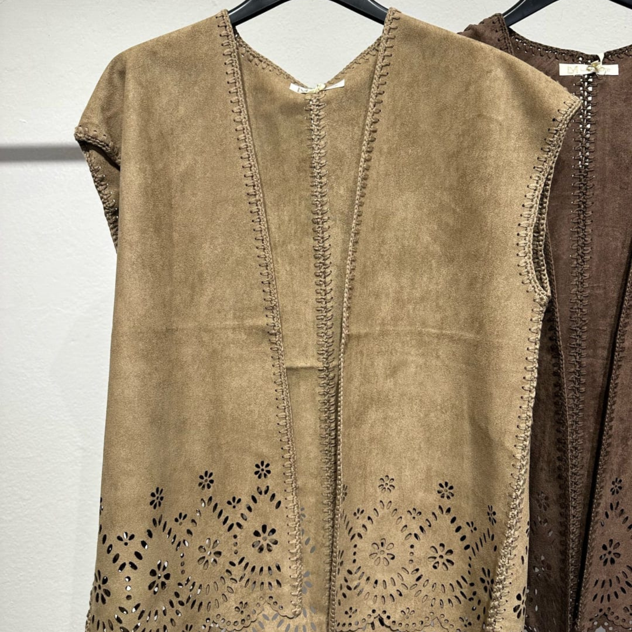 Italian Laser-Cut Suede Look Gilet