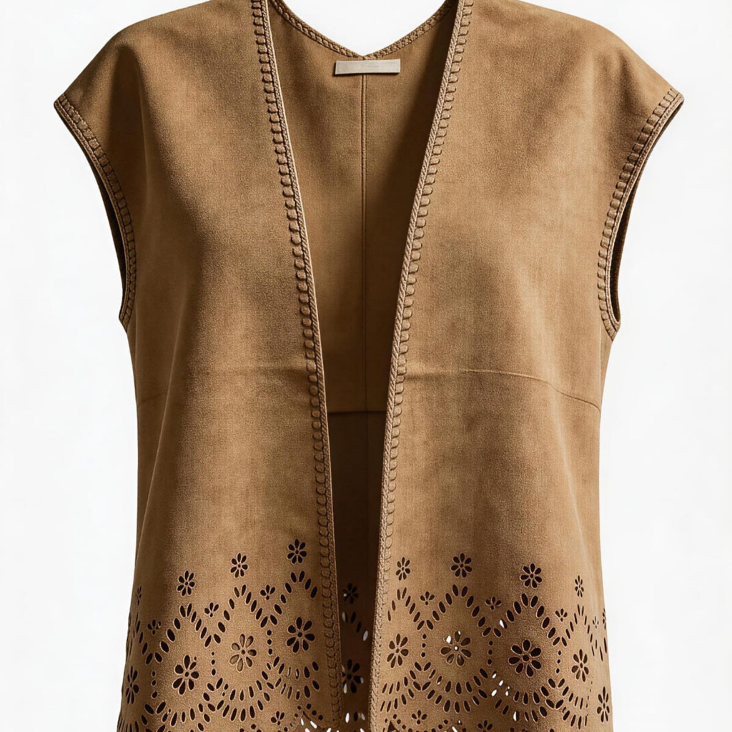 Italian Laser-Cut Suede Look Gilet