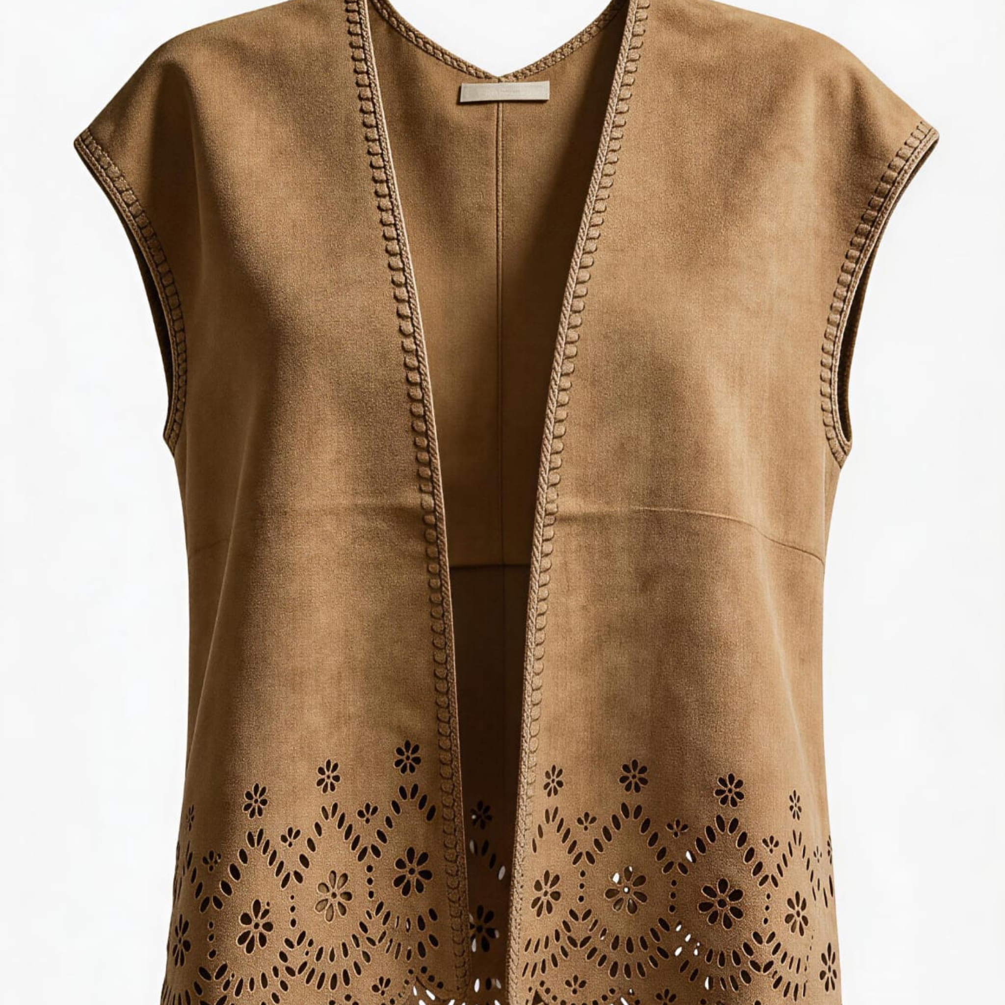 Italian Laser-Cut Suede Look Gilet
