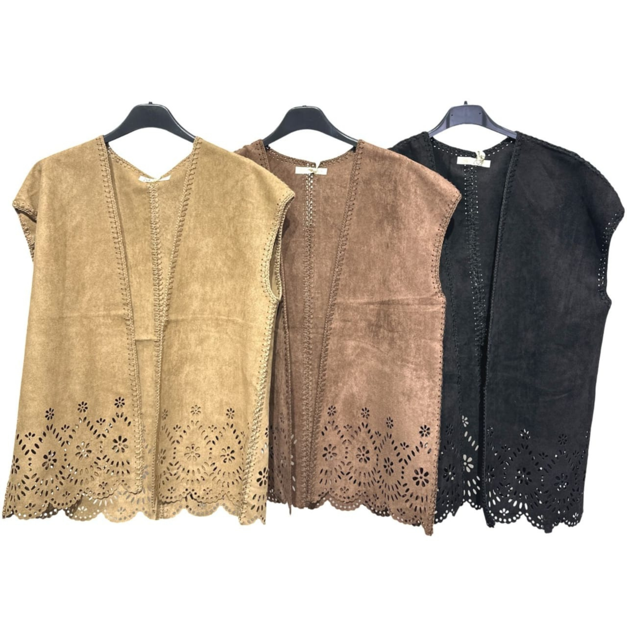 Italian Laser-Cut Suede Look Gilet