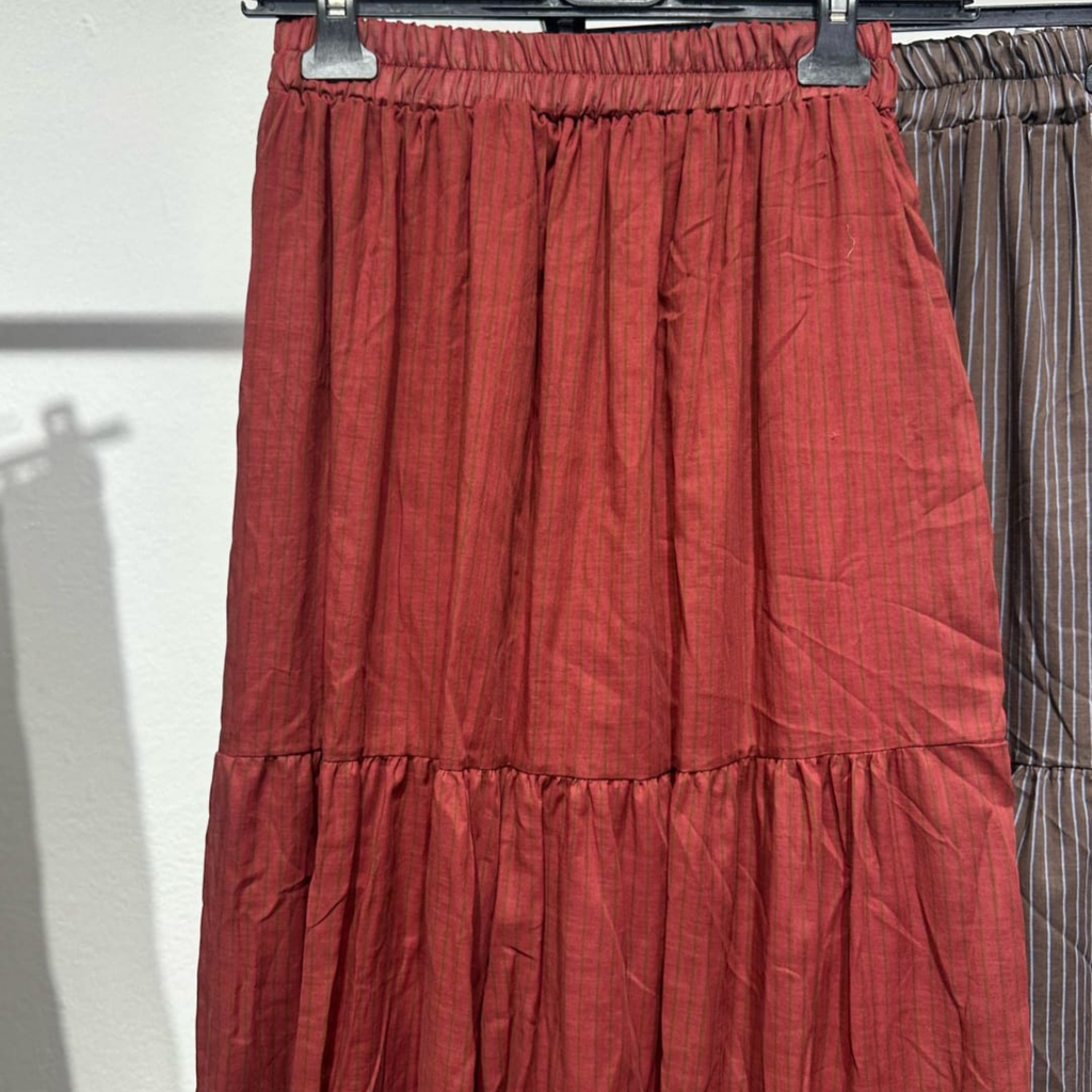 Italian Pinstripe Tiered Maxi Skirt