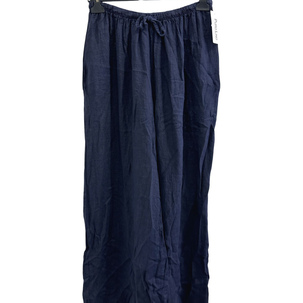 Italian Linen Blend Wide Leg Palazzo Trousers