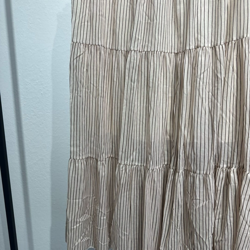 Italian Pinstripe Tiered Maxi Skirt