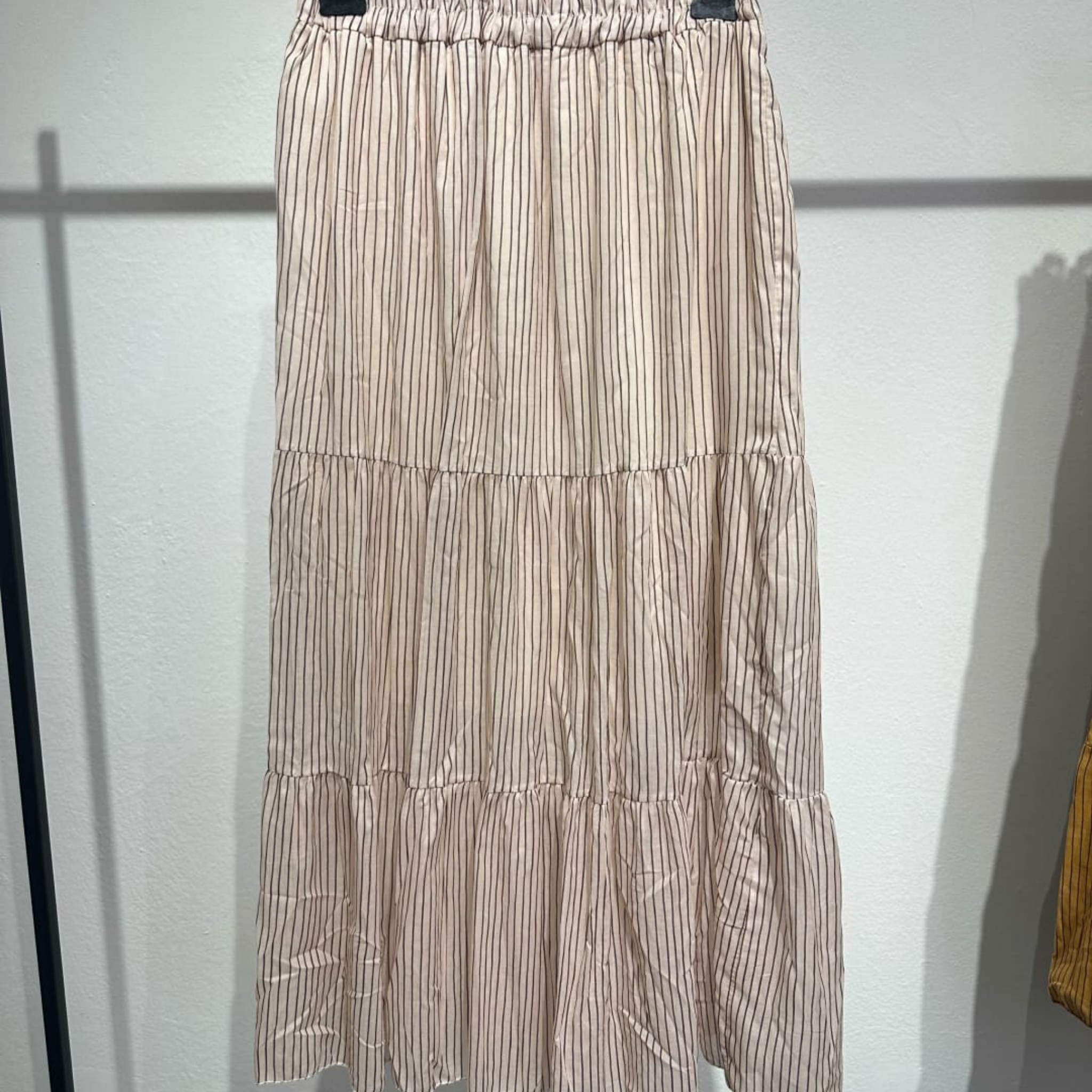 Italian Pinstripe Tiered Maxi Skirt