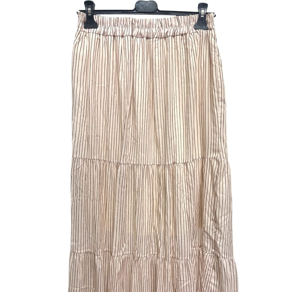 Italian Pinstripe Tiered Maxi Skirt