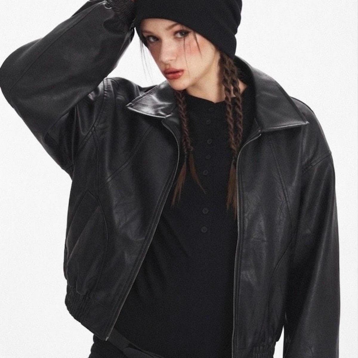 Italian Faux Leather Bomber Jacket