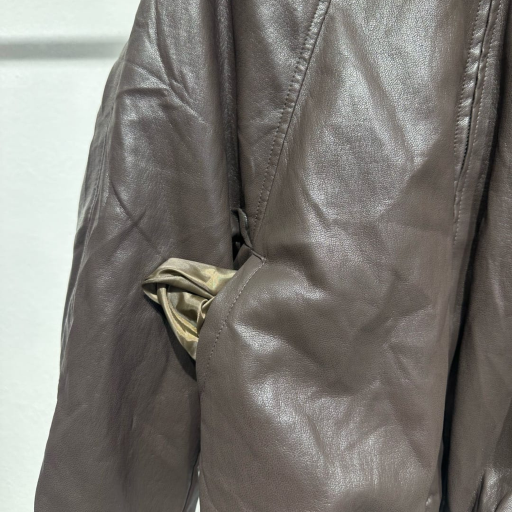 Italian Faux Leather Bomber Jacket